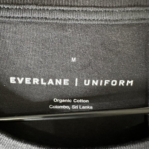 Everlane Shirt Mens Medium Black Organic Cotton Long-Sleeve Pocket Tee Uniform - Picture 3 of 9